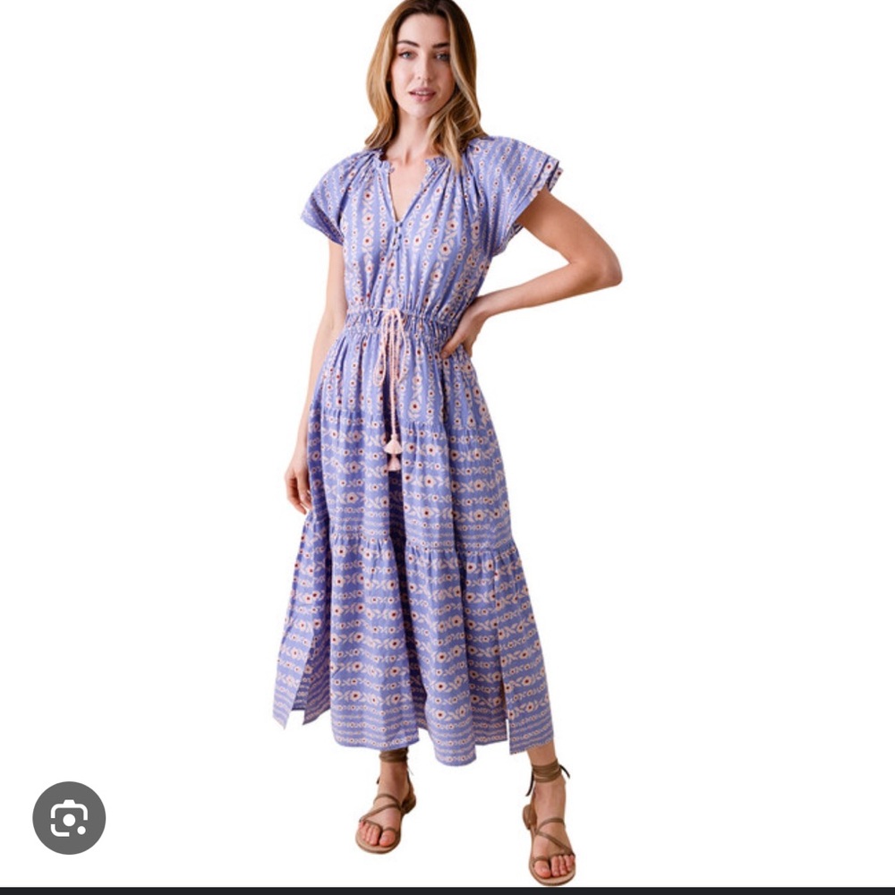 Anthropologie Omika Purple Flutter Sleeve V-Neck Sundress